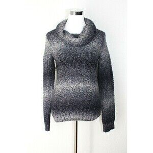 NWT S. OLIVER Knit Pullover Top Sweater Sz. L Gray Beige Boucle Cowl Neck #03